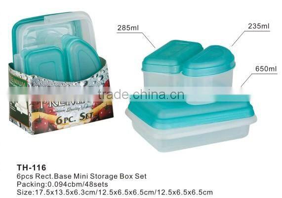 PP Food Container, PP Storage box, 6pcs Rect. Base Mini Storage Box Set
