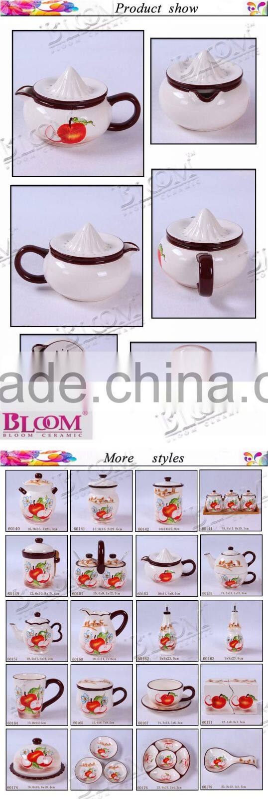 White small ceramic apple decal desgin manual juicer