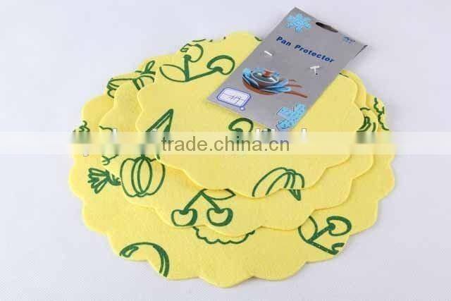 3pc round felt cloth placemat printed coaster