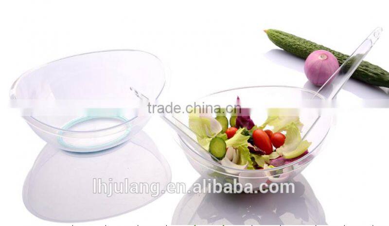 Useful plastic salad bowl with forks for Kitchen / plastic big salad bowl with forks set