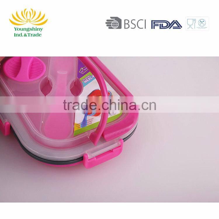 Portative silicone collapsible lunch box with lock