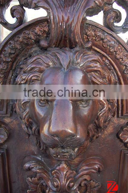 Cast garden bronze lion head water fountain sculpture statue