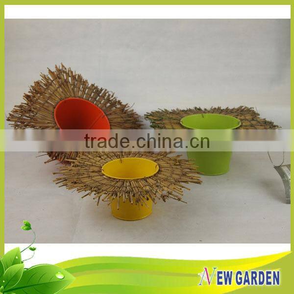 Cheap Handmade Large Different Shapes metal pot / straw basket