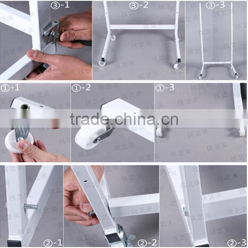 2016 wholesale white metal storage rack shelf with wheels