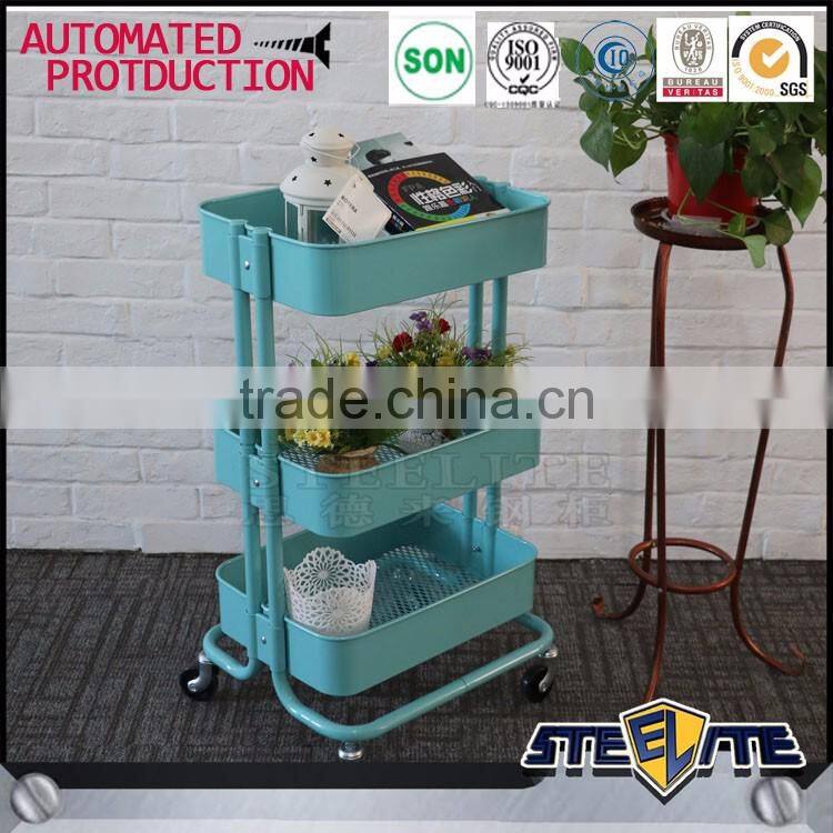 Steel Korean furniture 3-tier rack kitchen trolley