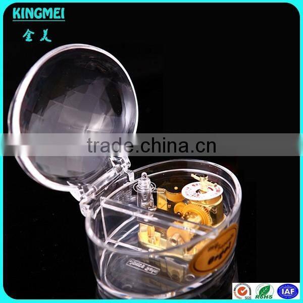 High grade handicrafts clear round crystal music box for wedding gift