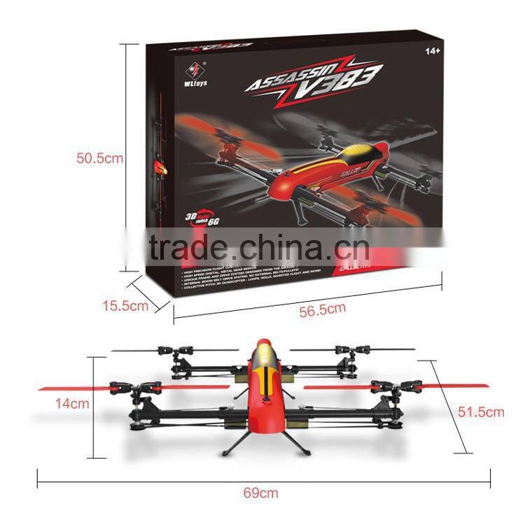 WLtoys V383 3D 2.4G 6CH 500 Electric Stunt Action Led Slingshot Helicopter ,Waterproof Quadcopter Mariner
