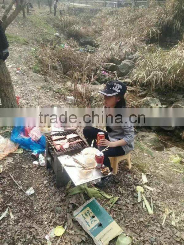 outdoor camping stainless protable charcoal and gas bbq stove with carry bag
