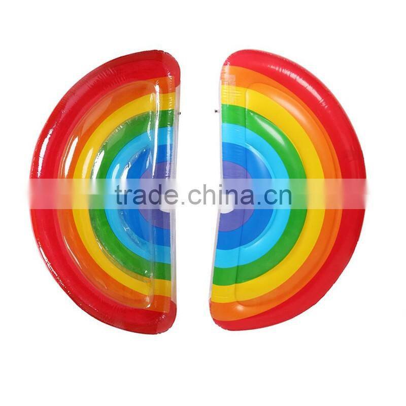 2017 new style leasure giant inflatable rainbow pool float outdoor water party lounge beach game toys for kids and adults