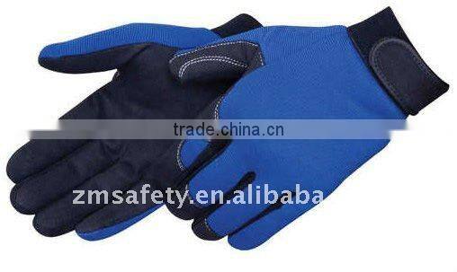 Blue Spandex Synthetic Leather Mechanics Gloves ZJM04