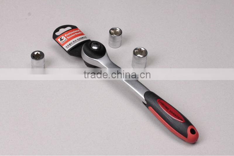 OK-tools,72T, curved handle with pear-type handle, 40cr+crmo material, PP+TRP handle, ratchet handle