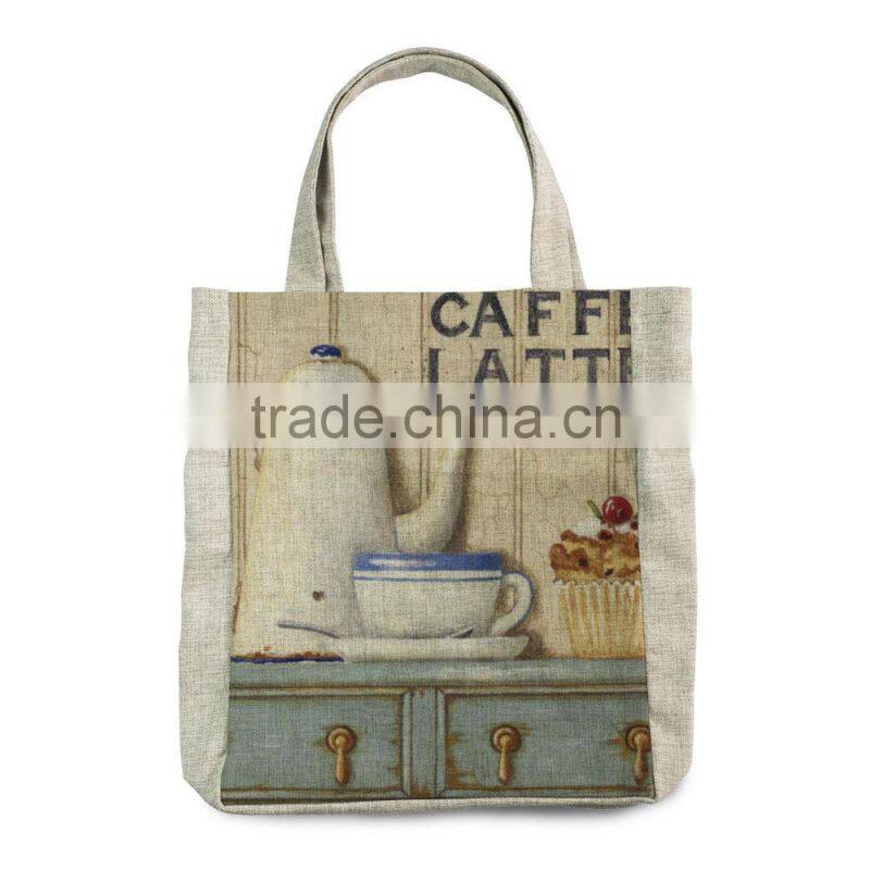New Retro Vantage Coffee Latte Tote Bags Craft Bags Shopping Bags Cotton Linen