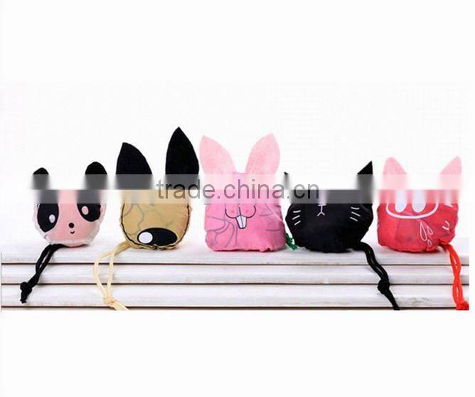 Pink Cute Rabbit shape polyester folding grocery shopping bag
