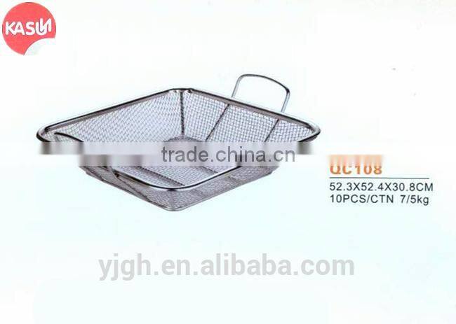 QC111 stainless steel bbq grill basket roasting grill pizza pan
