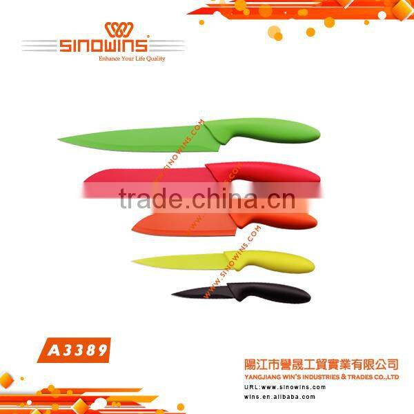 A3389 New Design Stainless Steel Kitchen Knife Set with Non-stick Coated