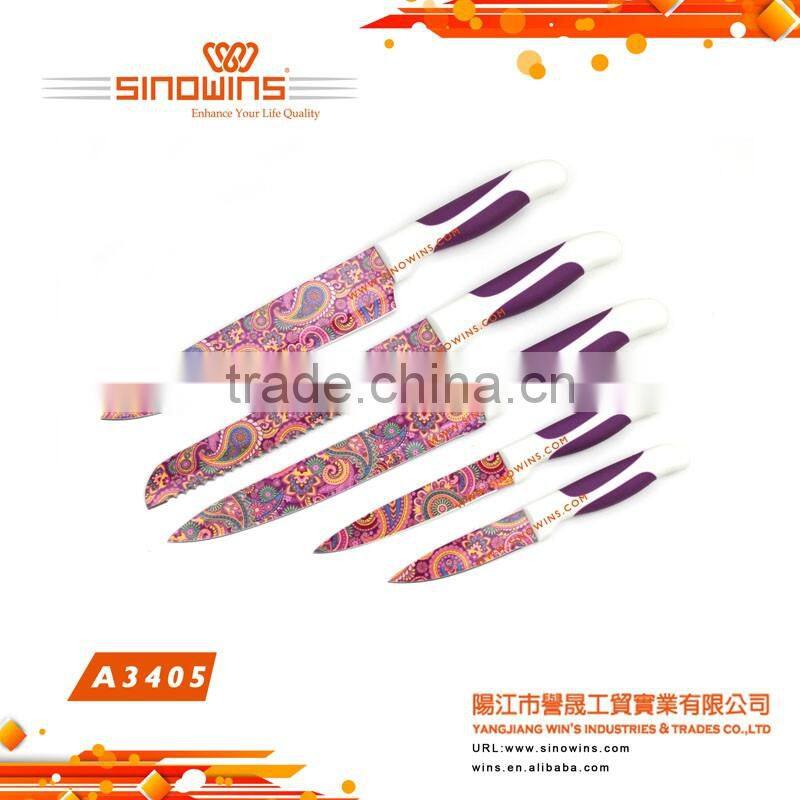 Hollow handle stainless steel 5 pieces kitchen knife set