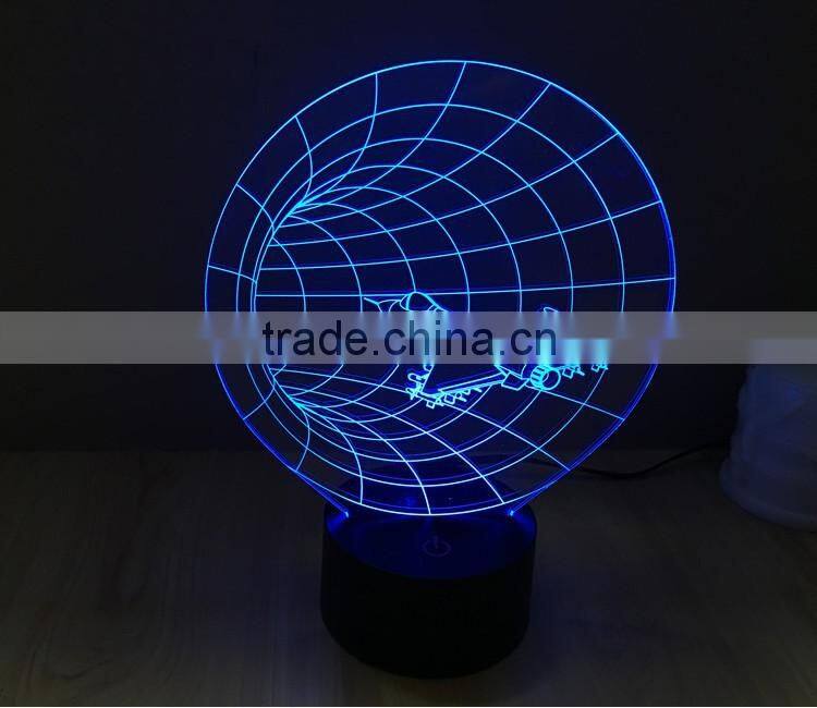 2016 creative colorful touch panel round base colorful USB 3D acrylic lamp led night light for Christmas