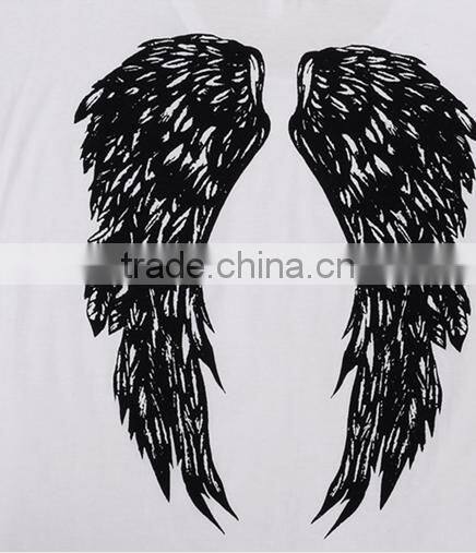 Summer New Fashion Back Angel Wings Tropical Print Female T-shirts Short Sleeve Casual Loose Tops Plus Size Women's Tee