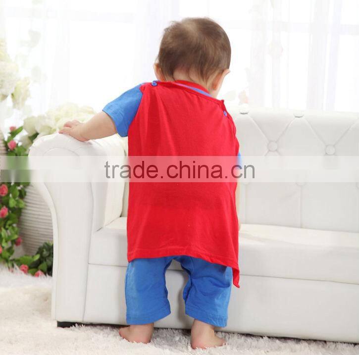 100% cotton superman baby rompers for boy