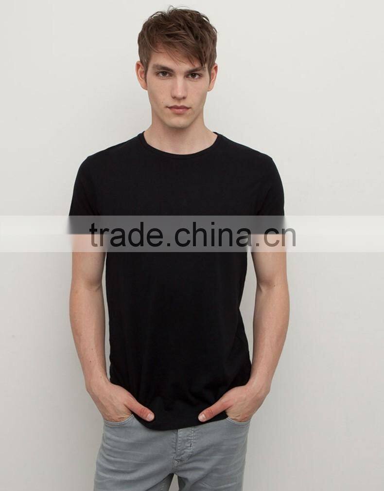 100% Cotton t-Shirt blank t shirts slim fit plain men tee black t-shirt