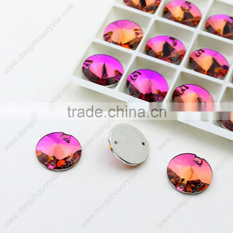 HOT SELL! k5 high quality crystals! Flat back with 2 holes round sewing on rhinestones