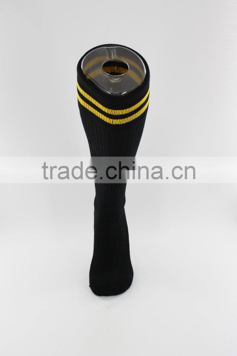 Custom black nylon football socks with strip
