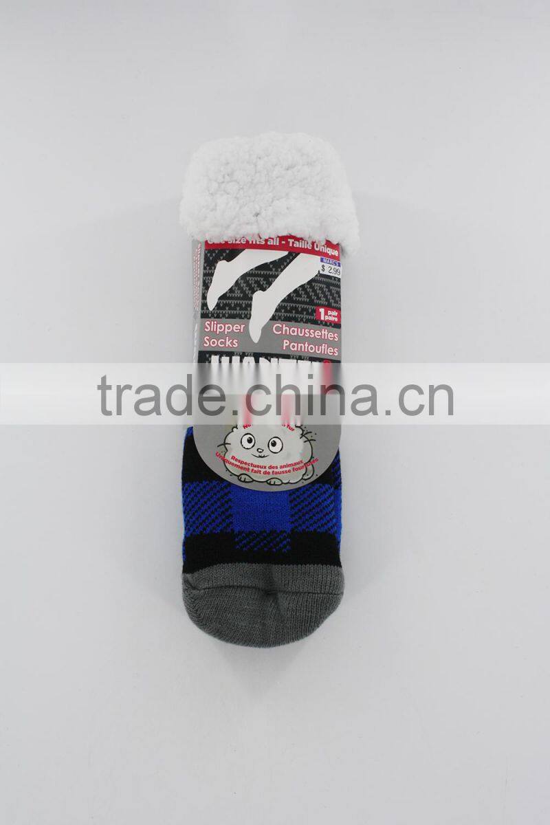 acrylic faux fur anti slip home soft slipper socks