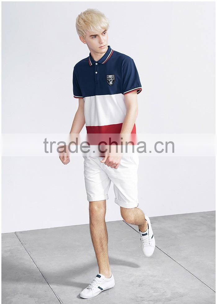 Short sleeve colorblock softextile polo t shirt
