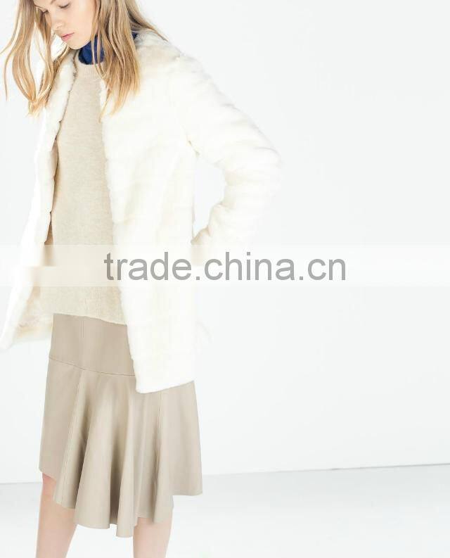 China garments factory winter fake fur coat woman lady rabbit fur long over coat