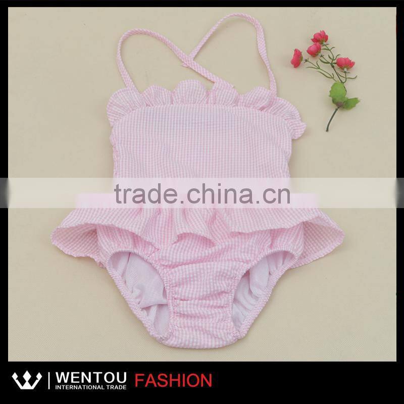 Latest Wholesale Cute Girls Seersucker Swimsuit