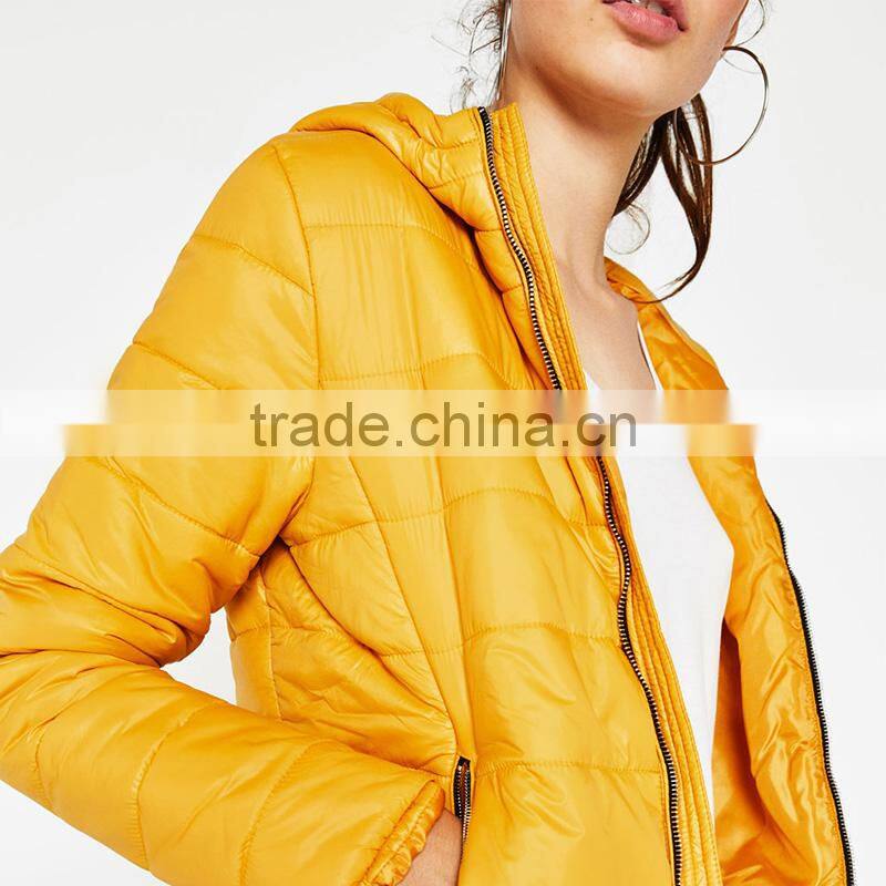 2017 OEM short fine jacket with hood winter bomber warm quilted jacket