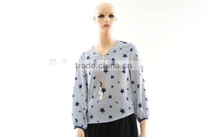 Fashion design summer blouses for women loose women fashion style short sleeved printing blouse for women