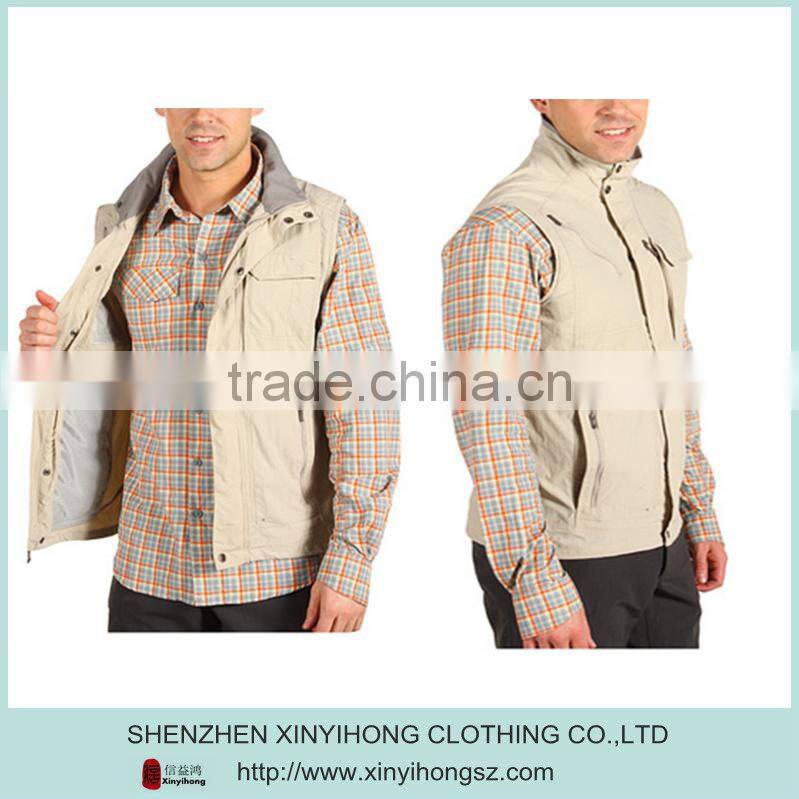 100% nylon Adjustable drawcord hem two zip chest pockets mens Vest