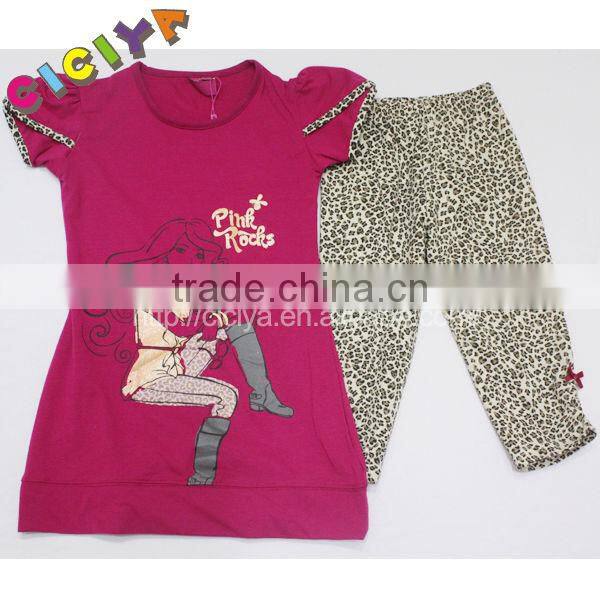 Wholesale new style S/S top and legging ptinting design pajamas women cotton pajamas