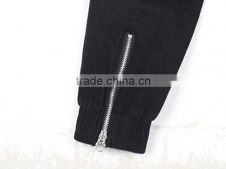 mens knee hole zipper pockement contrast color elastic waistband casual joggers pants