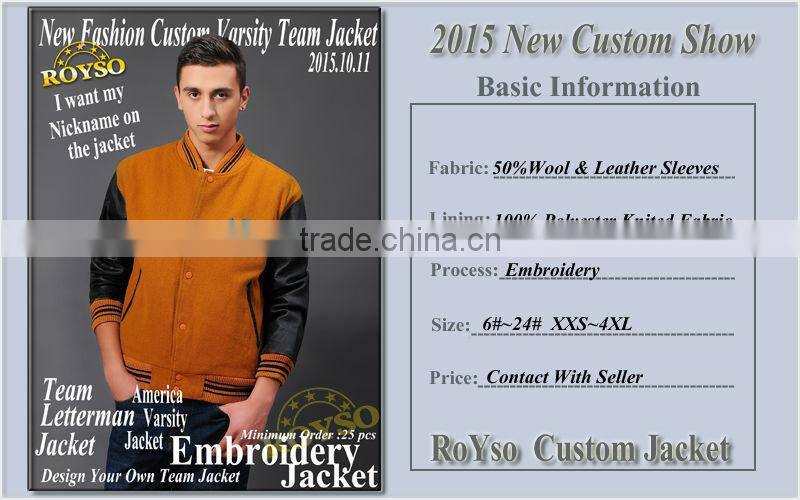 Custom Polyester Varsity Bomber Baseball Team Softshell College Men Leather Jacket for Men