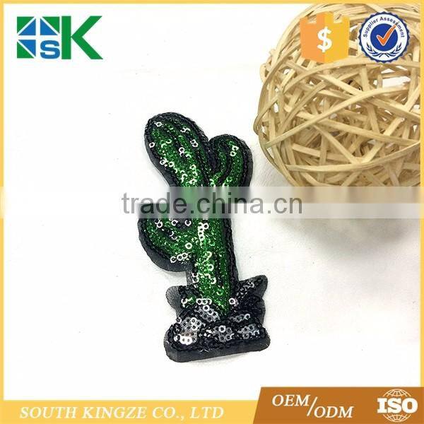 Cute Cactus Plant Patch For Cloth Iron on Embroidered Sew Applique DIY Sequin Patch