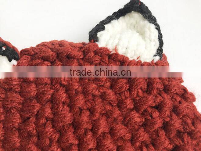 hot sale winter lovely fox crochet beanie hat scarf set for baby