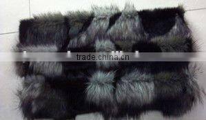 three colour jacquard faux fur fabric