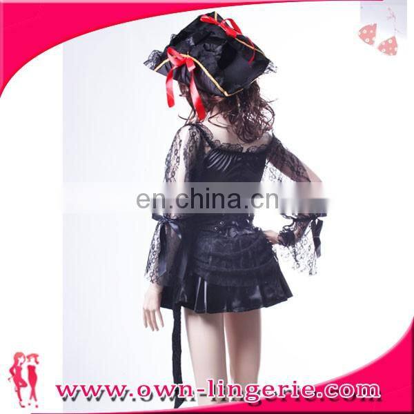 2017new sexy women carnival pirate black lace costume