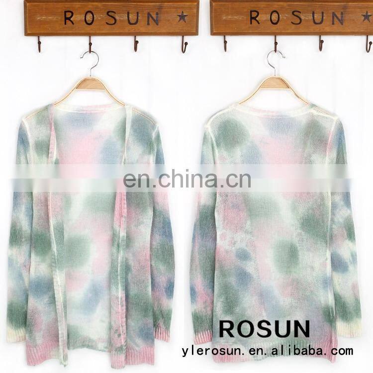 New women spring casual cardigan 100% Nylon lady crochet cardigan sweater