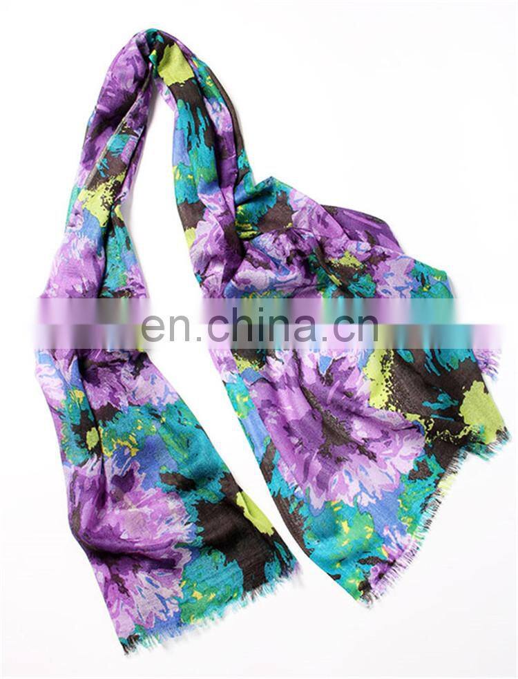 2017 new designs wholesale autumn winter warm women printed infinity wool shawl fashion lady custom scarf pure wool blanket