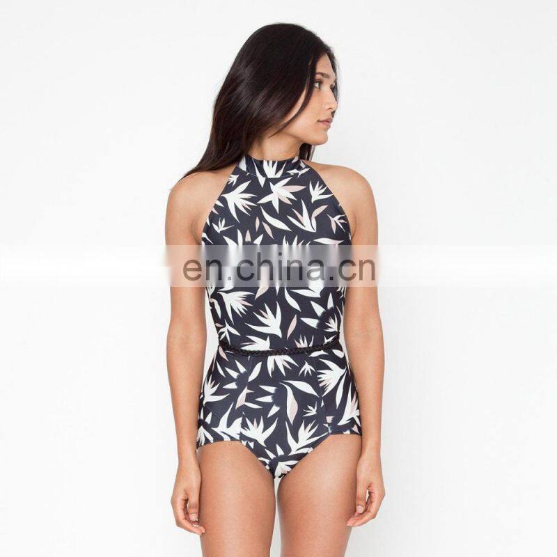 High Neck Halter Backless Sexy Women One Piece Bathing Suit Swimwear