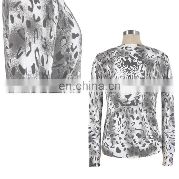Tiger Viscose Printed Sweater Fabric Floral V Neck Cardigan 2016 Women