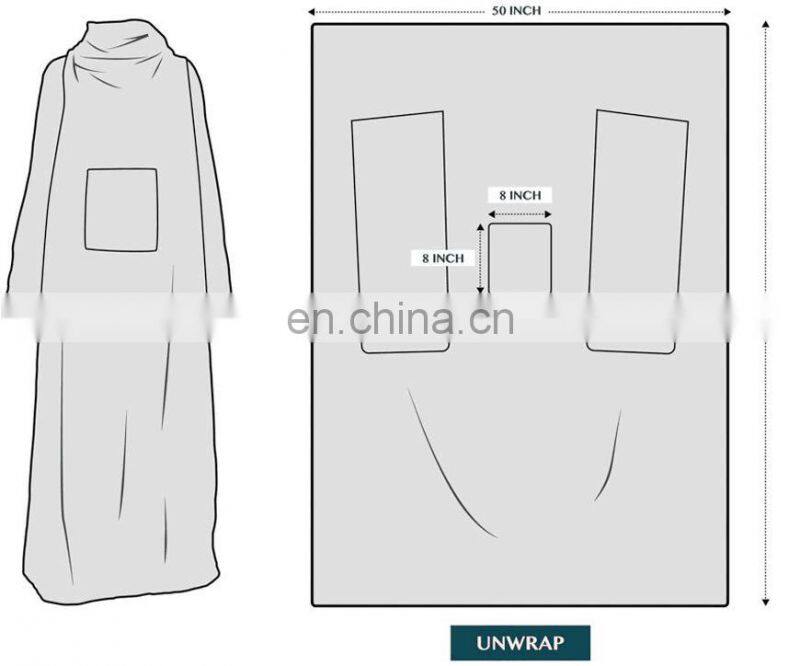 Super Soft Comfortable and Luxurious Cream Color Oversized Fleece Wearable Blanket with Sleeves for Adult