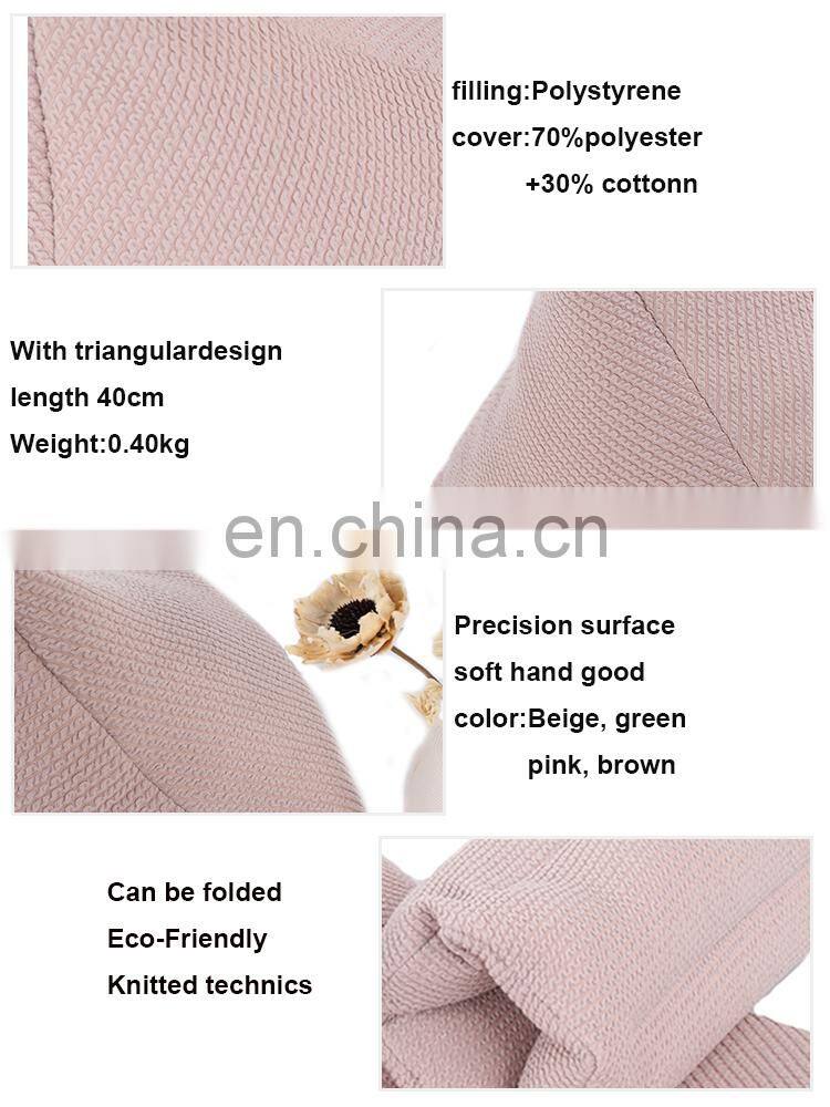 High quality plain light casual portable cheap small pink pillows multi functional foldable folding triangular pillow for home