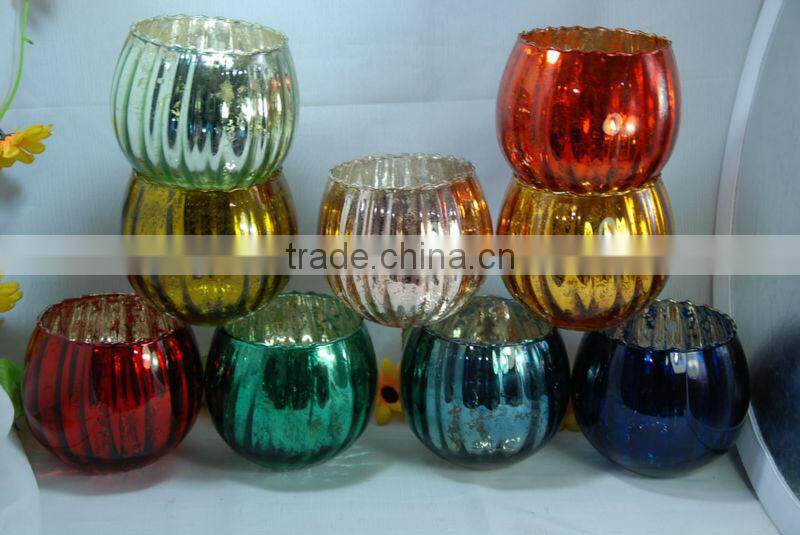 antique silver colored glass candle holder