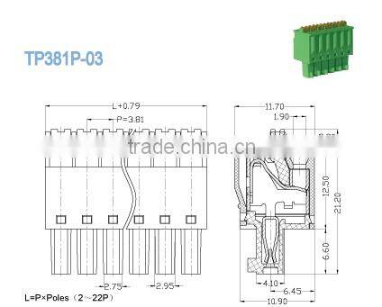termin Block 300V 8A Pluggable Terminal Blocks 2P - 22P 3.81mm Screwless Terminal Block