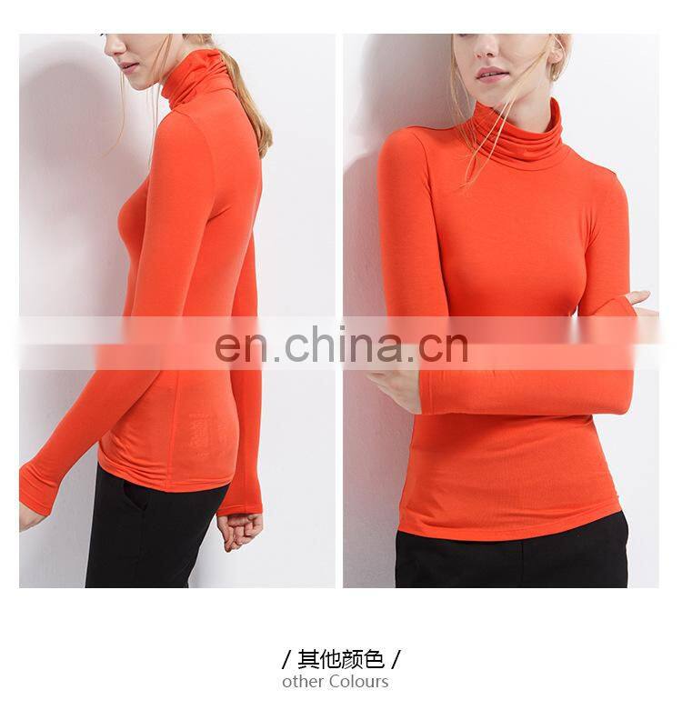 62/5000 Wholesale Custom-made Large Women's autumn long-sleeved t-shirt women's solid color Turtleneck Modert jacket autumn