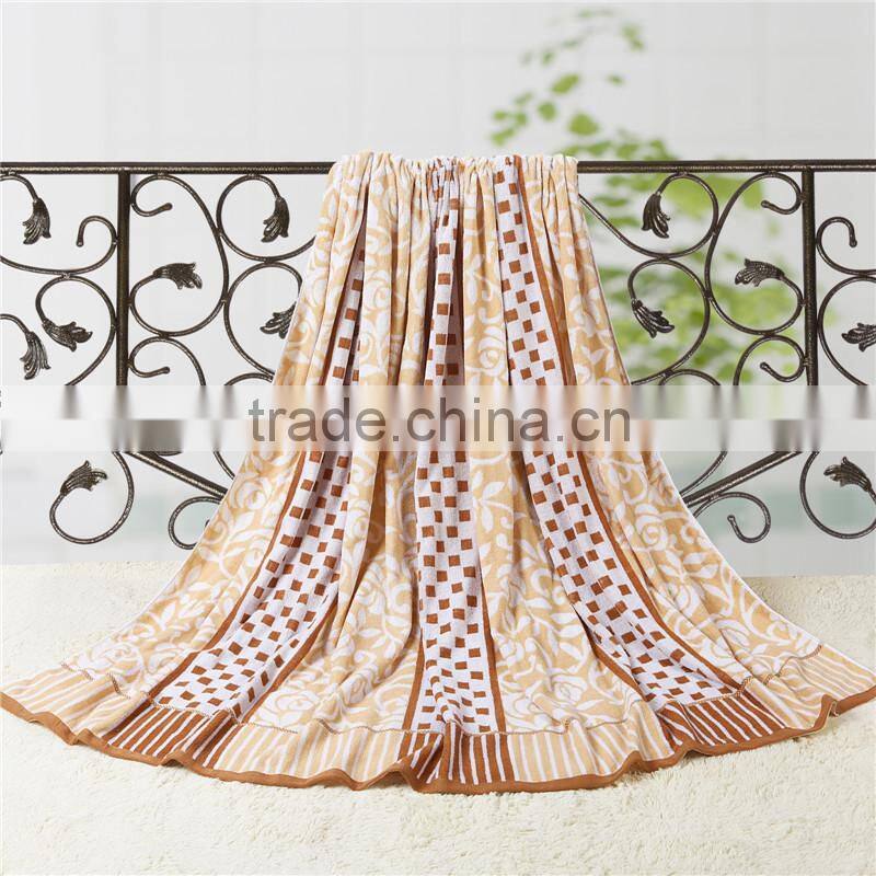New style beautiful flower printed summer moving soft cotton hot selling terry blanket